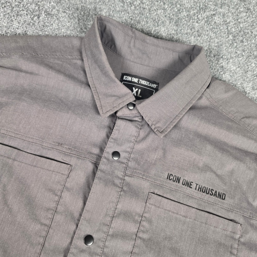 Icon One Thousand Counter Shirt Mens XL Gray Short Sleeve Snap Button Up
